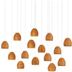 Beehive 15 Light 48" Wide Wood Linear Pendant