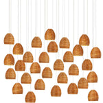 Beehive 30 Light 54" Wide Wood Linear Pendant