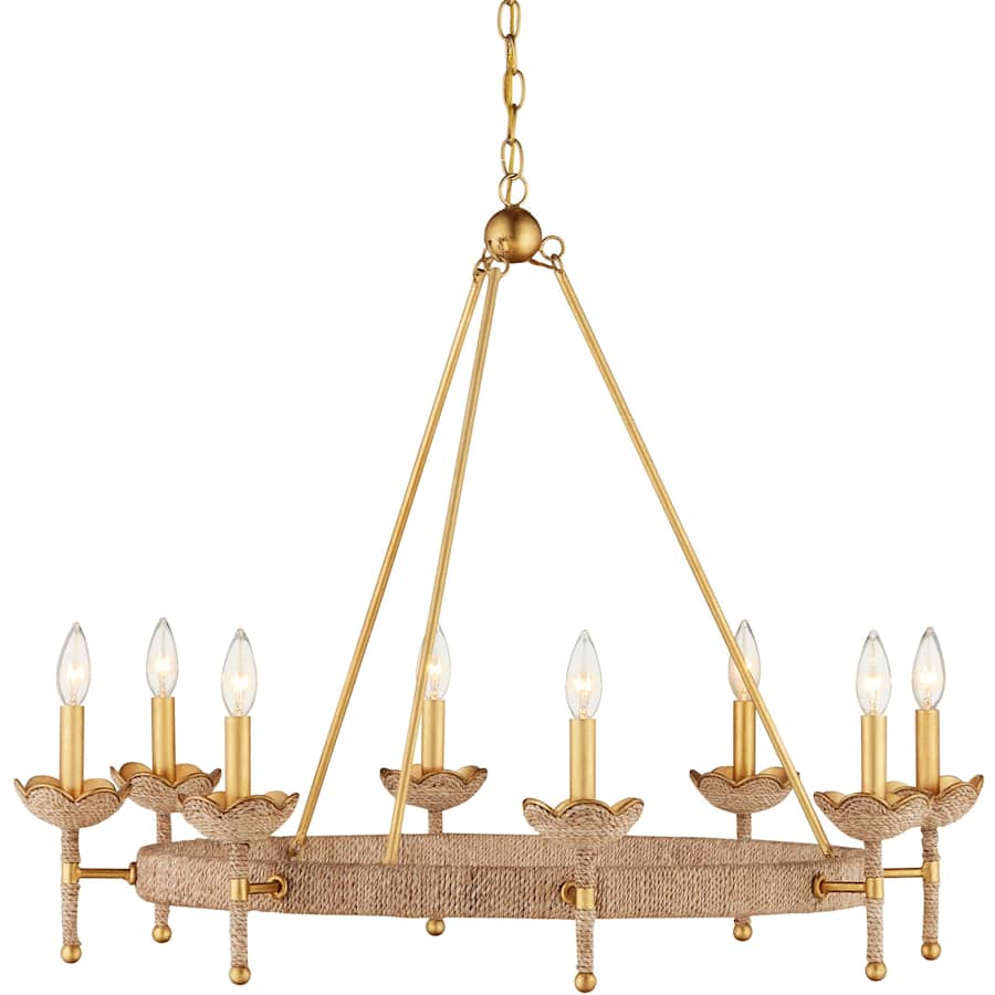 Vichy 8 Light 36" Wide Wrought Iron Ring Chandelier with Fabric Shade