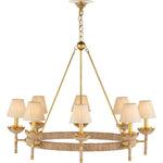 Vichy 8 Light 36" Wide Wrought Iron Ring Chandelier with Fabric Shade