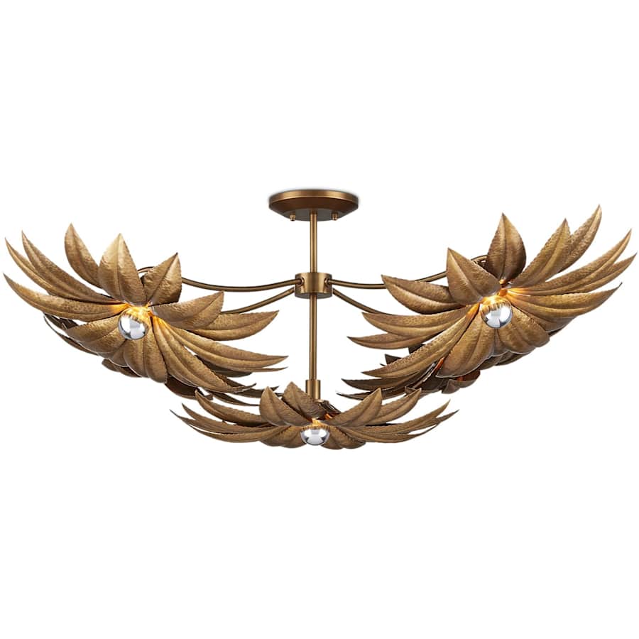 Alithea 5 Light 45" Wide Semi-Flush Ceiling Fixture with Floral Shades
