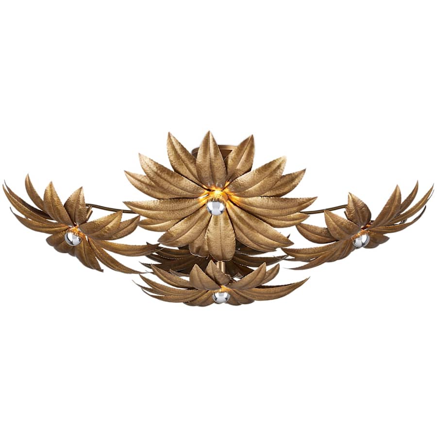 Alithea 5 Light 45" Wide Semi-Flush Ceiling Fixture with Floral Shades