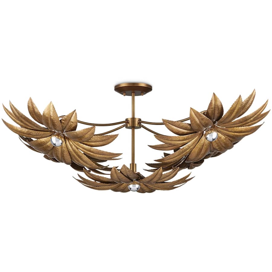 Alithea 5 Light 45" Wide Semi-Flush Ceiling Fixture with Floral Shades