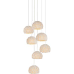 Virtu 7 Light 13" Wide Wrought Iron Multi Light Pendant with Clamrose Shell Shades