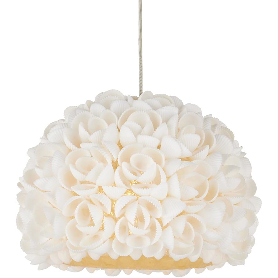 Virtu 7 Light 13" Wide Wrought Iron Multi Light Pendant with Clamrose Shell Shades