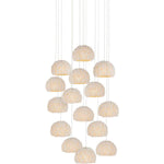 Virtu 15 Light 21" Wide Wrought Iron Multi Light Pendant with Clamrose Shell Shades