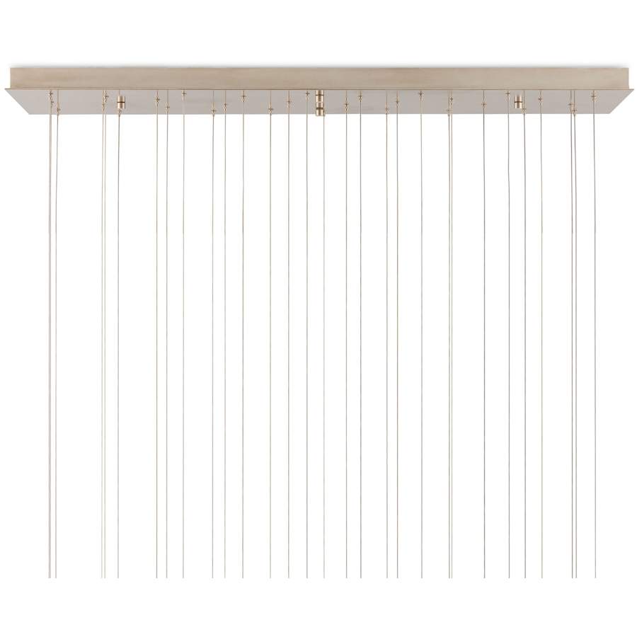 Virtu 30 Light 54" Wide Wrought Iron Linear Pendant with Clamrose Shell Shades