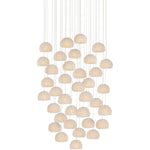 Virtu 36 Light 33" Wide Wrought Iron Multi Light Pendant with Clamrose Shell Shades