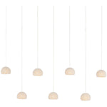 Virtu 7 Light 57" Wide Wrought Iron Linear Pendant with Clamrose Shell Shades