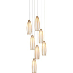 Parish 7 Light 13" Wide Wrought Iron Multi Light Pendant with Frosted Glass Shades