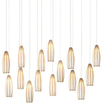 Parish 15 Light 48" Wide Wrought Iron Linear Pendant with Frosted Glass Shades