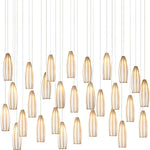 Parish 30 Light 54" Wide Wrought Iron Linear Pendant with Frosted Glass Shades