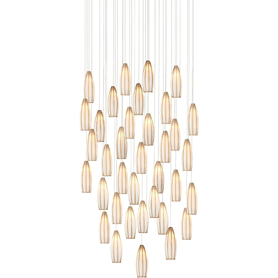 Parish 36 Light 33" Wide Wrought Iron Multi Light Pendant with Frosted Glass Shades