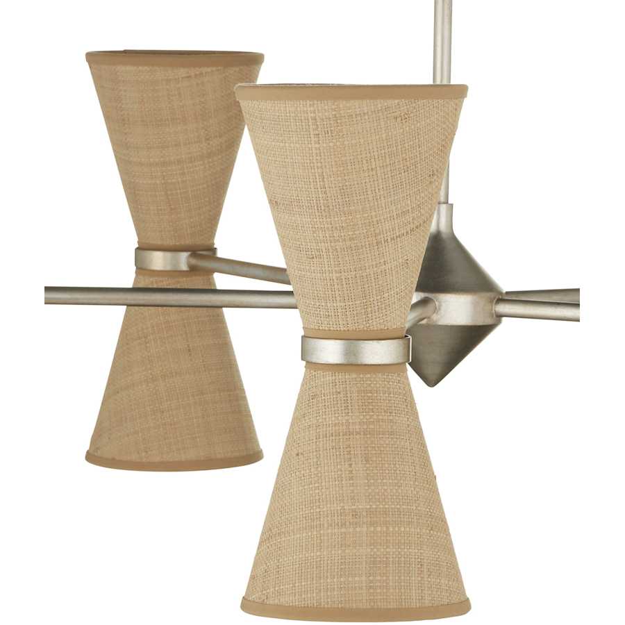 Pennyworth 10 Light 36" Wide Wrought Iron Chandelier with Grasscloth Shades