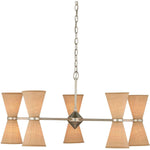 Pennyworth 10 Light 36" Wide Wrought Iron Chandelier with Grasscloth Shades