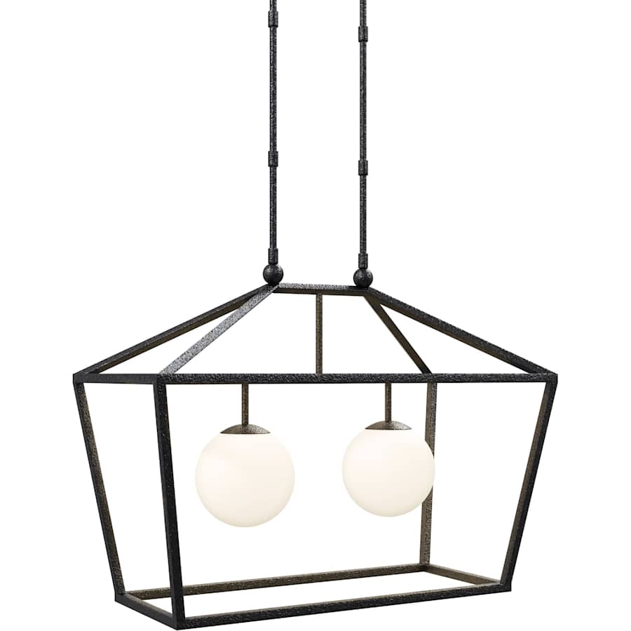 Denison 2 Light 36" Wide Outdoor Wrought Iron Pendant