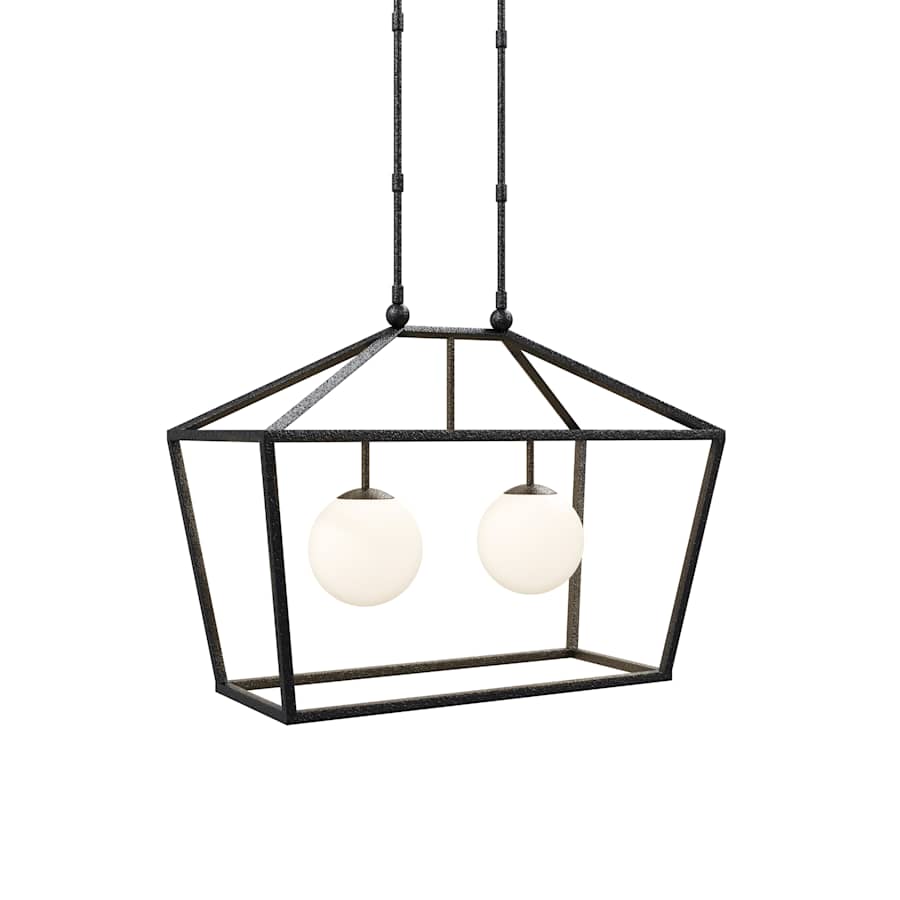 Denison 2 Light 36" Wide Outdoor Wrought Iron Pendant