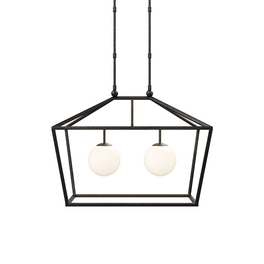 Denison 2 Light 36" Wide Outdoor Wrought Iron Pendant