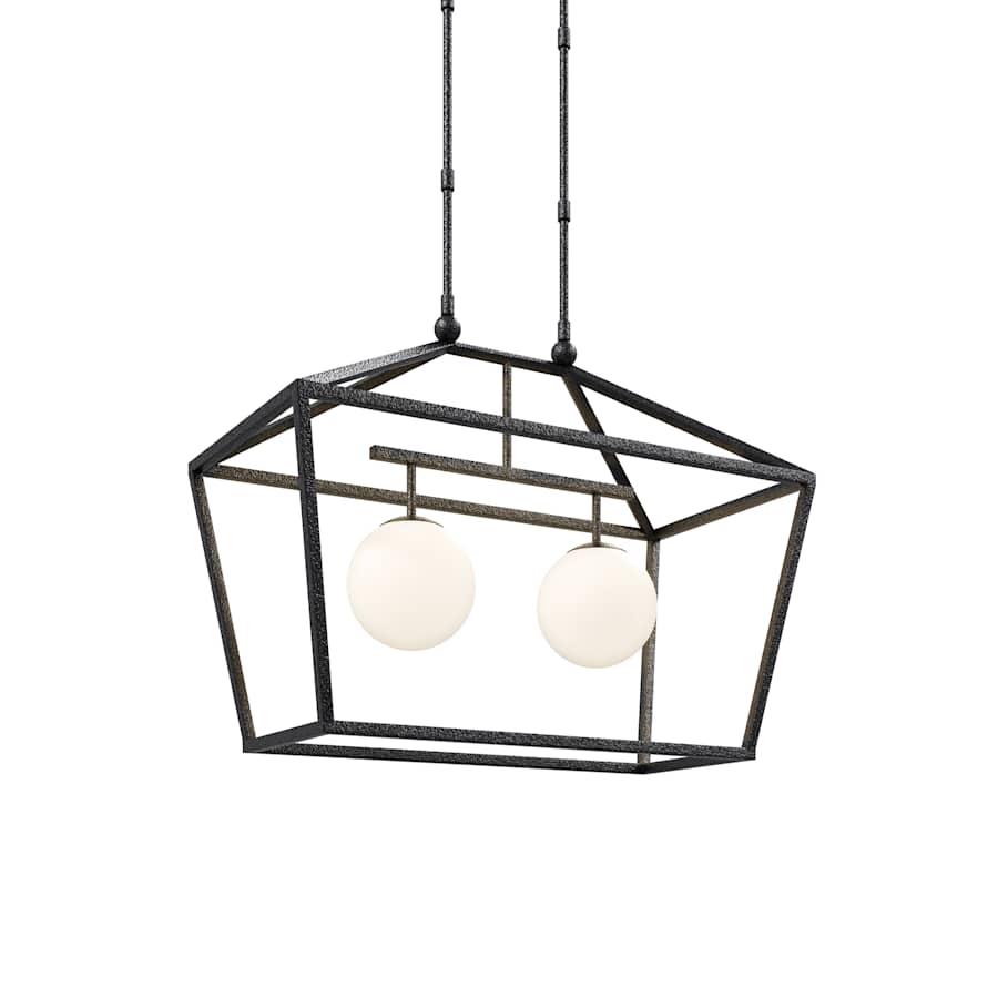 Denison 2 Light 36" Wide Outdoor Wrought Iron Pendant