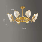 Brass Ring Frame Crystal Chandelier -Gold Metal, Crystal Accents Pendant Lights