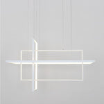 31.5'' Three-Part Futuristic Square Rectangular Hybrid Aluminum Chandelier with Capable Ambient Lights