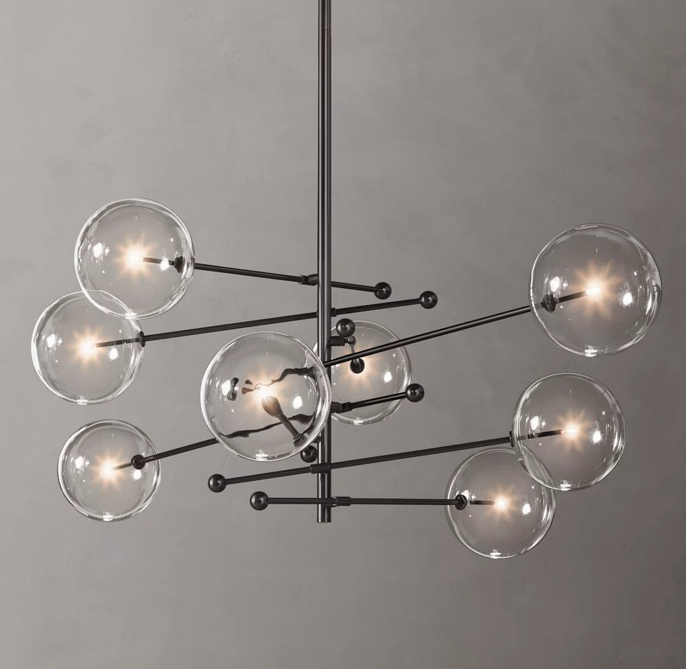 Glass Globe Mobile Eight-Arm Chandelier 79"