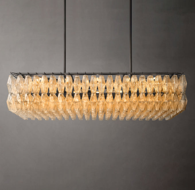 Chiara Clear Glass Rectangular Chandelier 54"