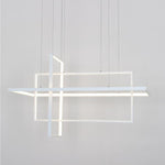 31.5'' Three-Part Futuristic Square Rectangular Hybrid Aluminum Chandelier with Capable Ambient Lights