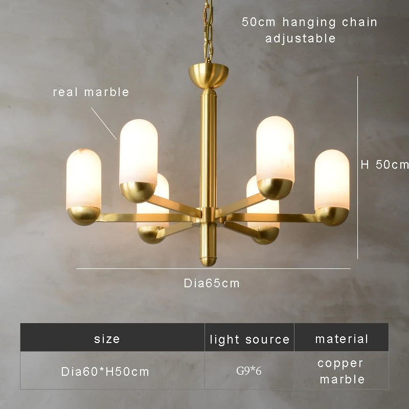 Moonshade Natural Marble Multi Light Chandelier