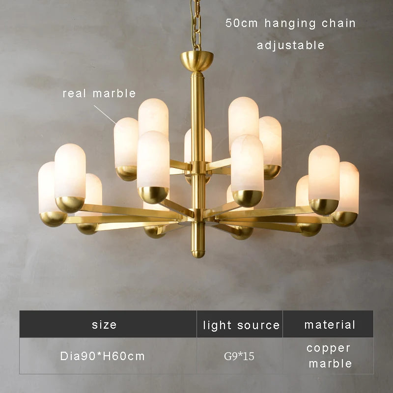 Moonshade Natural Marble Multi Light Chandelier
