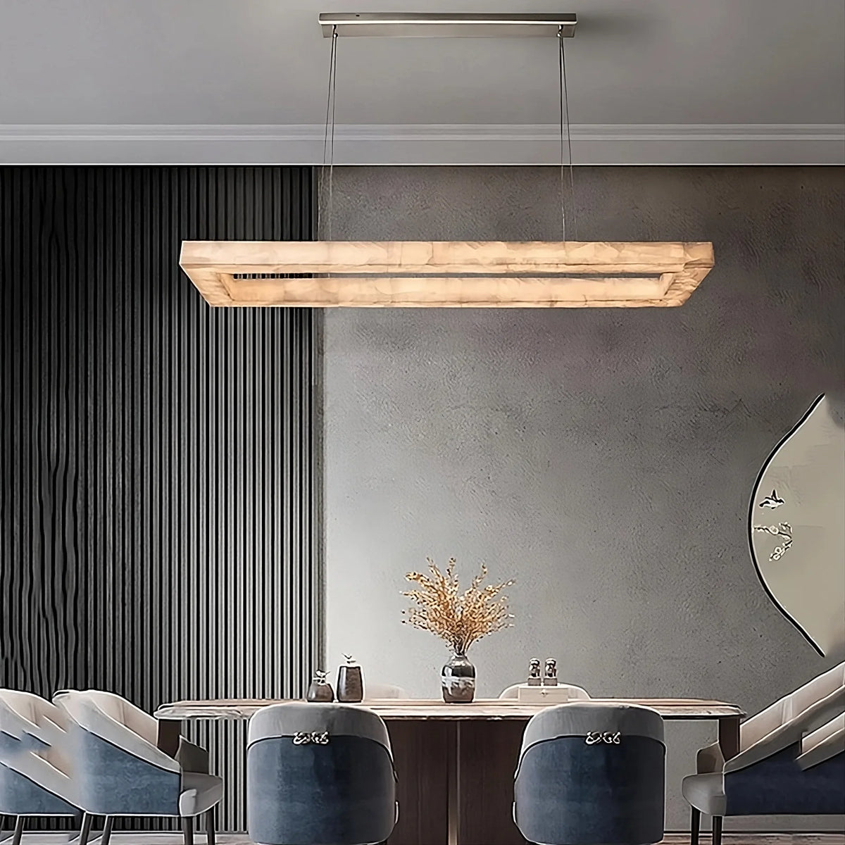 Moonshade Natural Marble Rectangular Chandelier