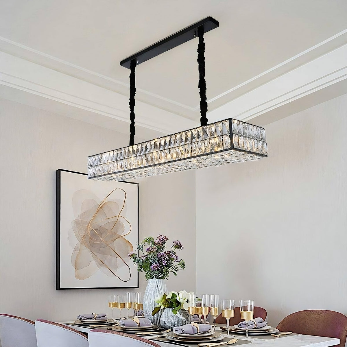 Bacci Kitchen Island Modern Crystal Chandelier
