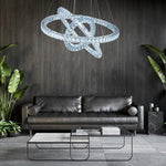 LED 3 Rings Gold Crystal Chandeliers Modern Concentric Circles Chandeliers