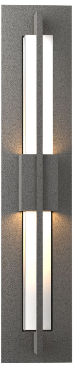 Double Axis Small LED Outdoor Sconce - Iron Finish - Clear Glass