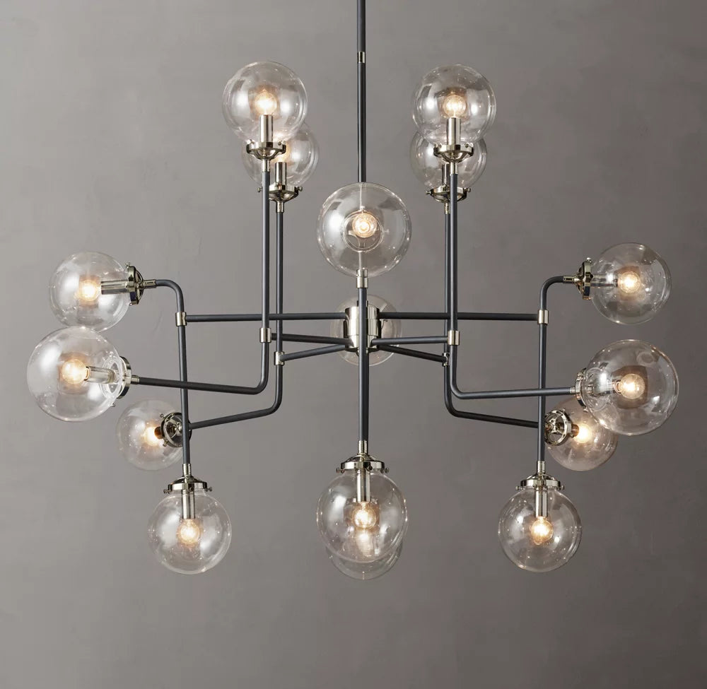 Bistro Globe Clear Glass Chandelier 56"