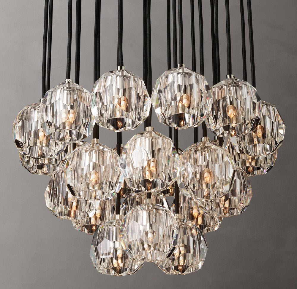 Boule De Cristal Clear Glass Round Cluster Chandelier 24"