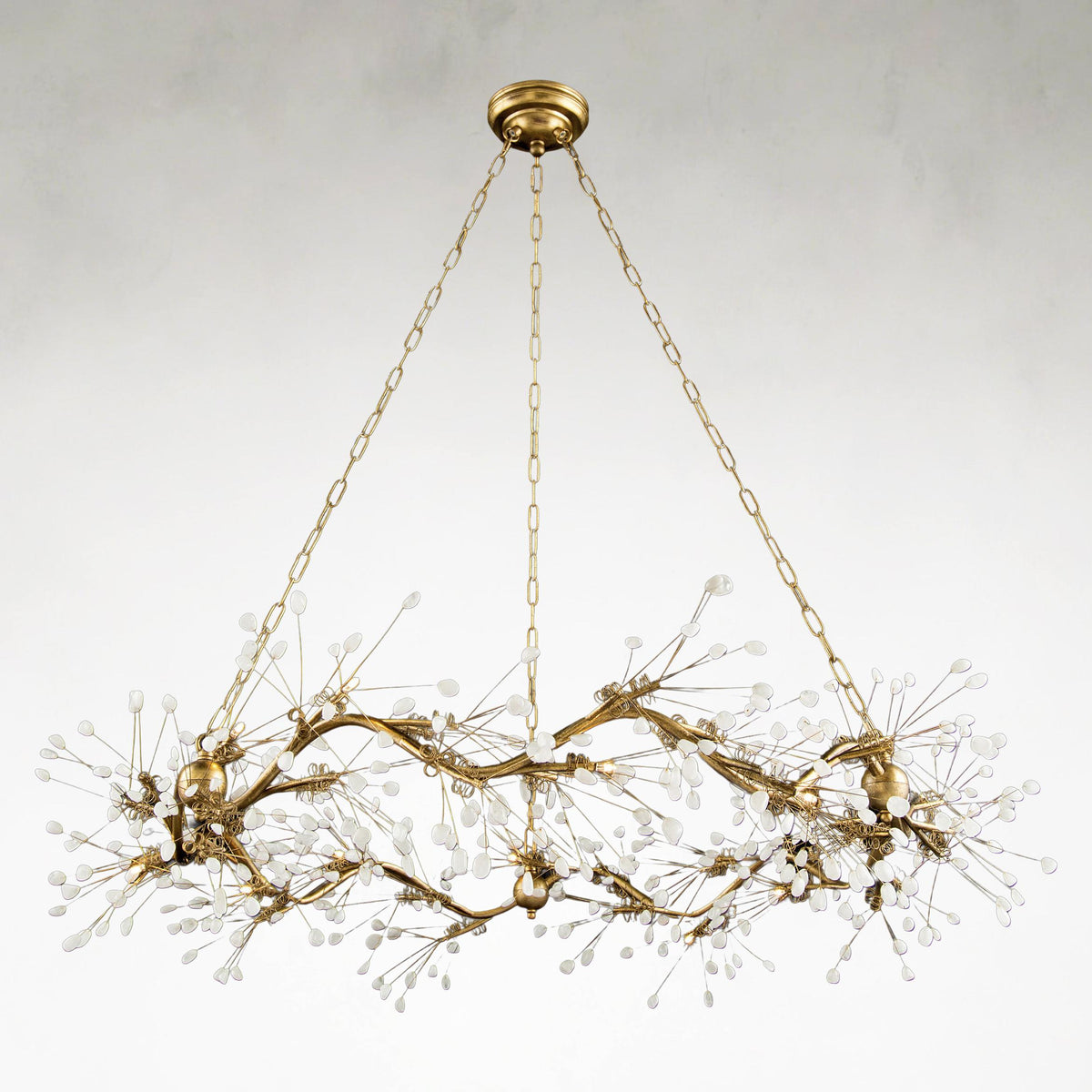 Waving Twelve-Light Stone Chandelier Ceiling Fixture