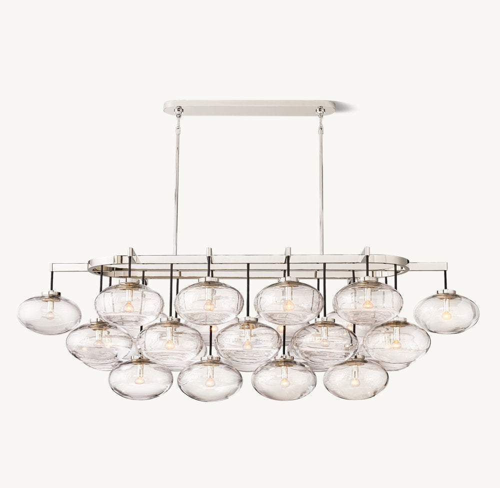 Cabrette Clear Glass Linear Chandelier 72"