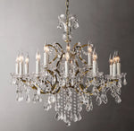19th C. Rococo Iron & Crystal Round Chandelier 33"