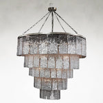Twilighting 24-Light 50.25-Inch Silver Slumped Glass Chandelier Ceiling Fixture