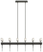 Echo 48" Wide 12-Light Natural Iron Linear Pendant With Cast Glass Sha