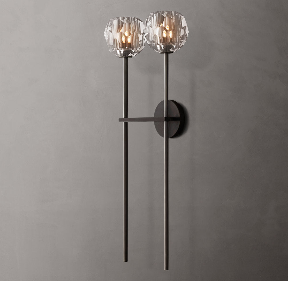 Boule De Cristal Clear Glass Grand Double Sconce
