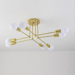 8 Light Modern Linear Gold Flush Mount Light Metal LED Ceiling Light