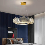 Sea-Inspired Elegant Wave Round Acrylic Chandelier with Gold Finish - 33inch Wide LED Ceiling Light