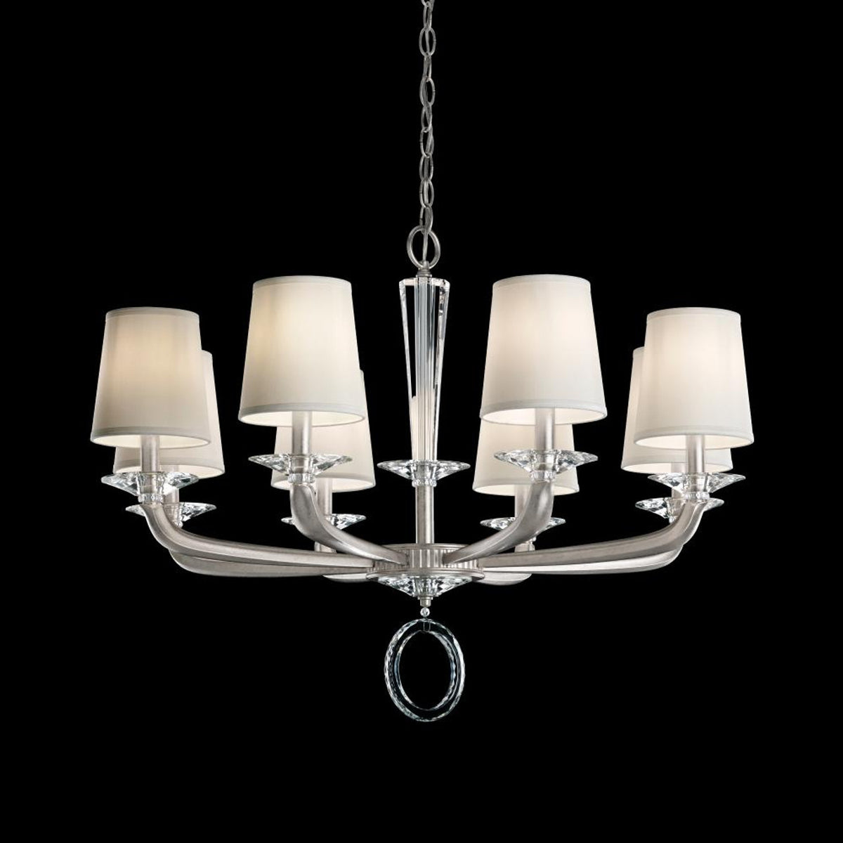 Emilea Chandelier, 8-Light, Heirloom Bronze, Clear Optic Crystal, Hardback Off White Shade, 33"W (MA1008N-76O 1HZWJD)