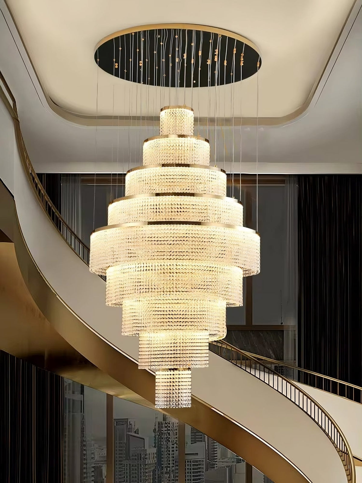 Alleri Crystal Foyer Chandelier, Gold