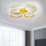 4 Circle Artistic Gold Flush Mount Light Metal LED Ceiling Light