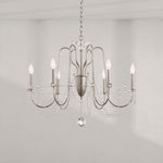 Esmery 24"H x 28"W 6-Light Crystal Chandelier in Antique Silver