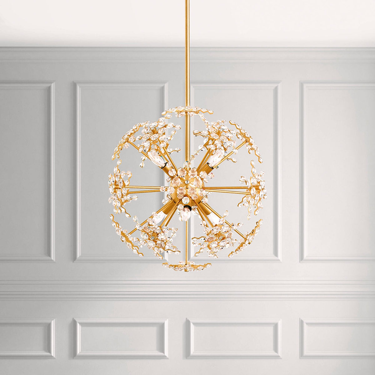 Esteracae 18"H x 18"W 6-Light Crystal Pendant in Heirloom Gold