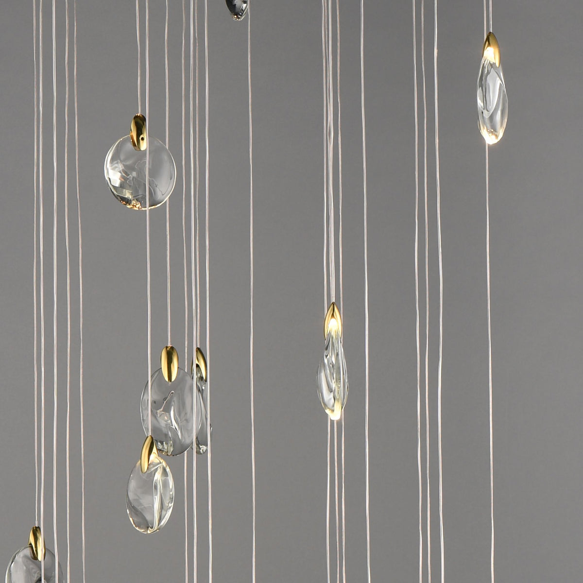 ET2 Pebble 36" Black/Polished Gold 30-Light LED Pendant